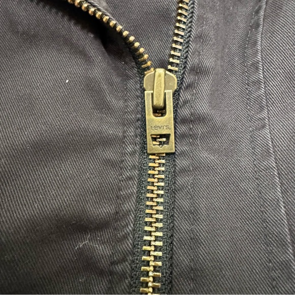 Side Zip Jacket Levi’s Women’s Small S Black Utility Jean Canvas Short - Picture 3 of 7